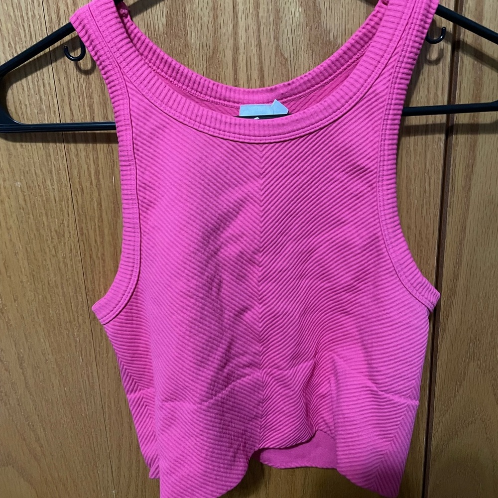bright pink tank top